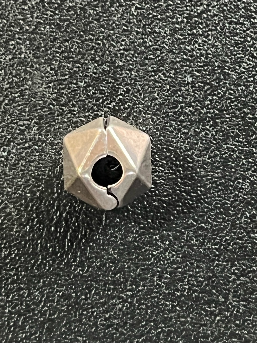 Geometric Hexagonal Metallic Stopper Bead stamped ALE S 925.